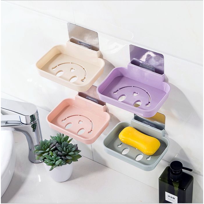 Rak Tempat Holder Sabun Smile Lubang Kamar Mandi Tempel Dinding Lem
