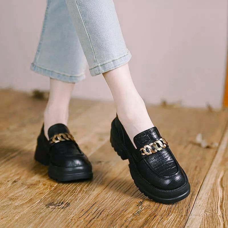 SEPATU LOAFERS DOCMART CROCO GLOSY RANTE GOLD PREMIUM BR 014