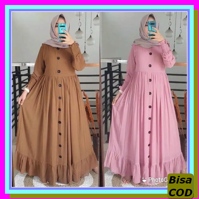 Baju Gamis Syari Wanita Fashion Muslim Busana Gaia Mustard Dress  BJ678 Baju Gamis Syari Wanita Ter