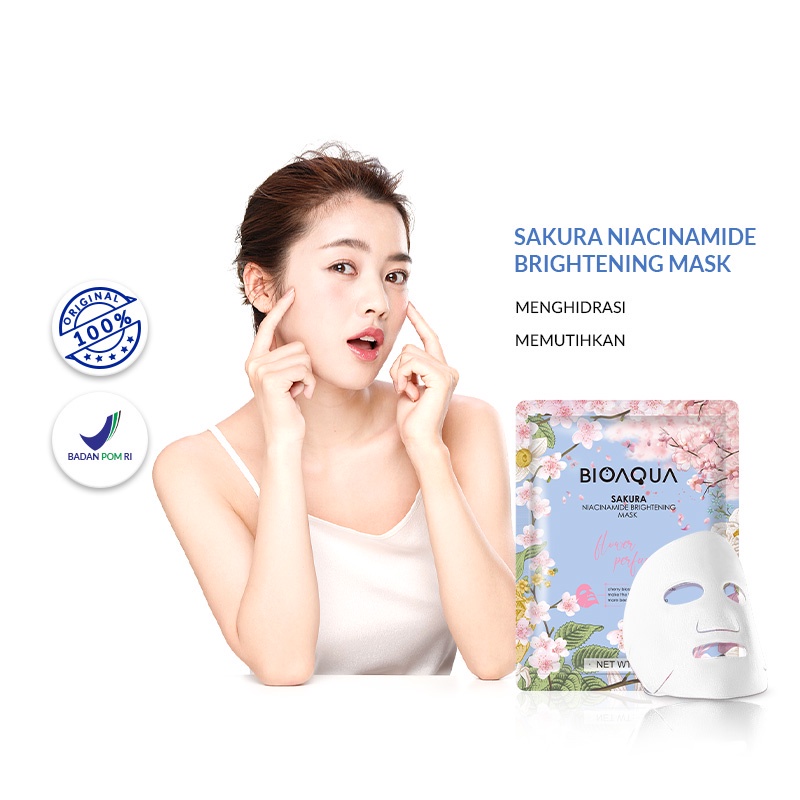 ✨ AKU MURAH ✨BIOAQUA ''Sakura Niacinamide Brightening'' Sheet Mask Masker Wajah Flowers