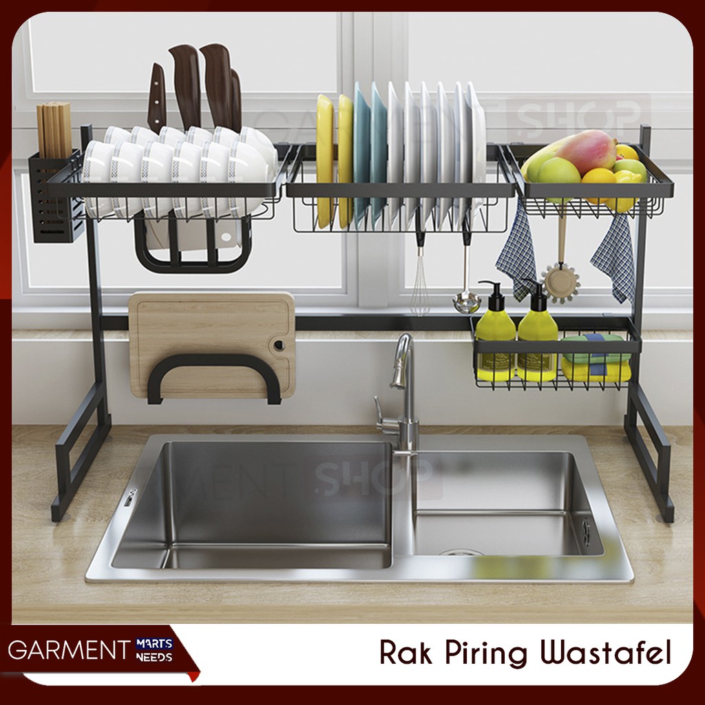 Rak Piring Wastafel 2 Susun Hitam Anti Karat Serbaguna Rak Piring Wastafel 2 Susun Hitam Anti Karat Serbaguna