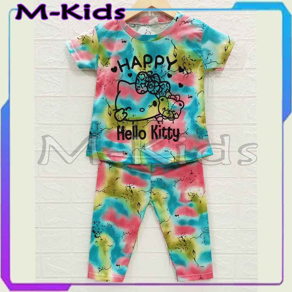 MKids88 - Baju Setelan CP Anak Perempuan Motif TieDye Gambar Hello Kitty