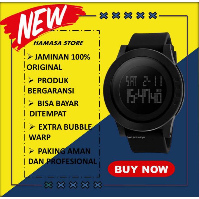 JAM TANGAN PRIA COWOK WARNA HITAM FEMALE LED DISPLAY WATCH JM TNGAN COWO PERIA ORI