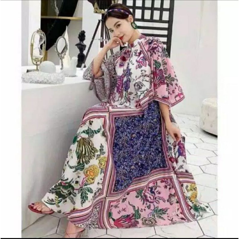 Gamis Bangkok Motif Bunga (Gamis Luna Maya) *Import*