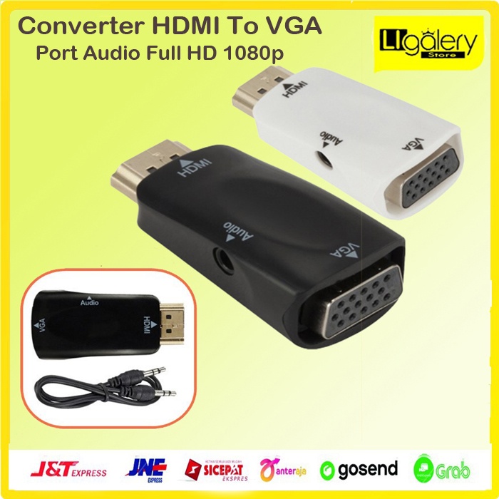 Jual Bisa Cod Converter Hdmi To Vga Port Audio Full Hd P Konverter Male Ke Female