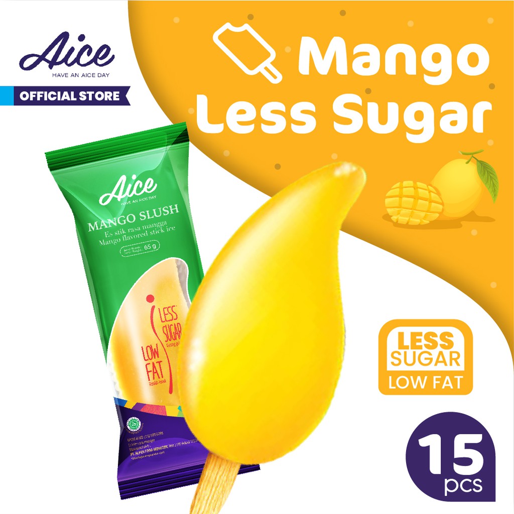 Aice Ice Cream Mango Less Sugar Es Krim 15pcs