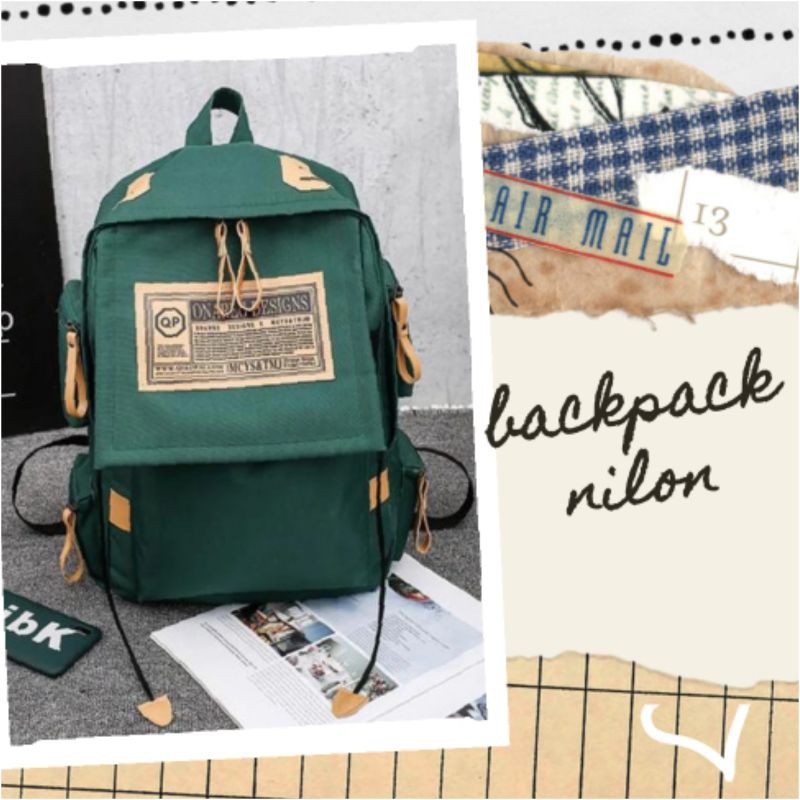 Ransel Pelajar Rapi Ransel Kapasitas Besar Tas Travel Kancing Solid Sederhana Harajuku Chic Fashion Retro Uniseks High Street