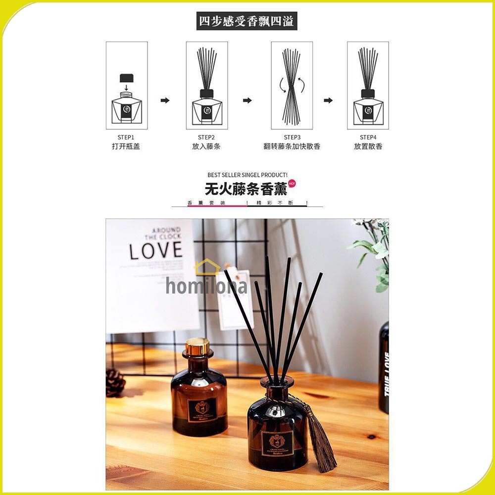 Pengharum Ruangan Reed Diffuser Stik Lidi Rotan Pewangi Parfum Rattan Sticks - Royal Didi DF-167 50ml Aroma Lavender Lemon Sandalwood Hilton