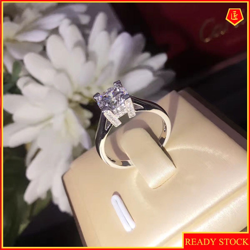 [Ready Stock]S925 Silver Diamond Ring New Creative HW Letters