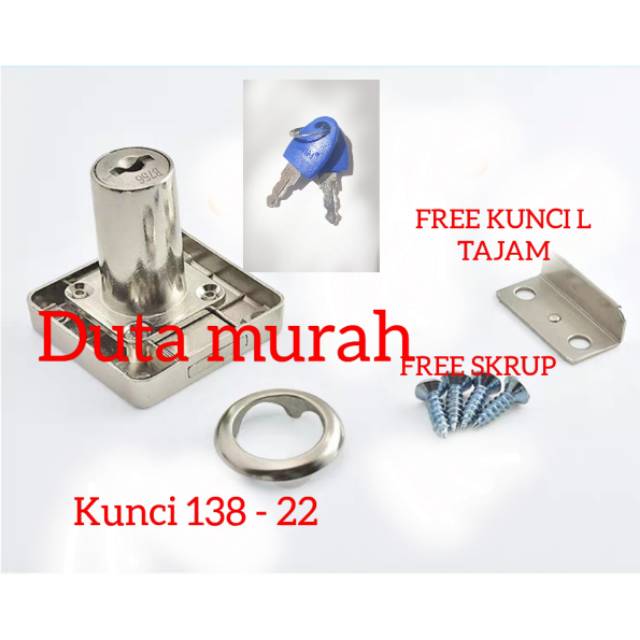  Kunci  loker Lemari  Laci 138 22 Camlock besi  chrome 