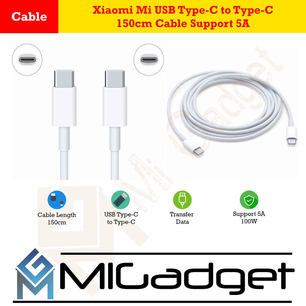 Xiaomi USB Type-C to Type-C 150cm Cable Support 5A