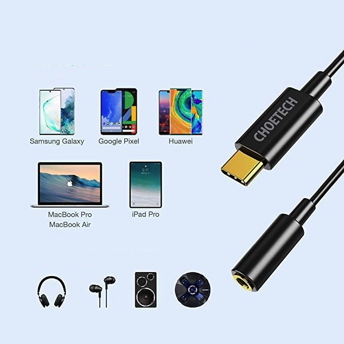 Usb type-c to 3.5mm female audio aux adapter Choetech for phone-Pc-Laptop AUX003