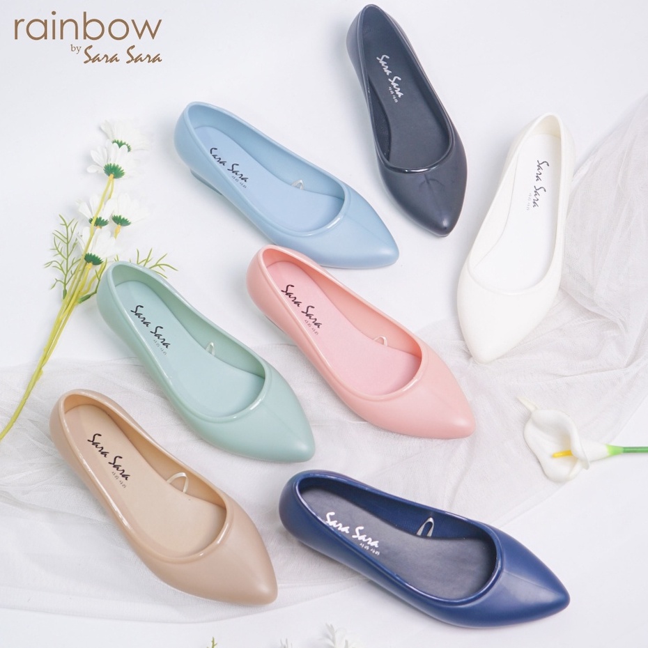 Sara Sara RAINBOW Sepatu Jelly Wanita Kekinian Flat Shoes Wanita  Hak Tinggi 3.5 cm