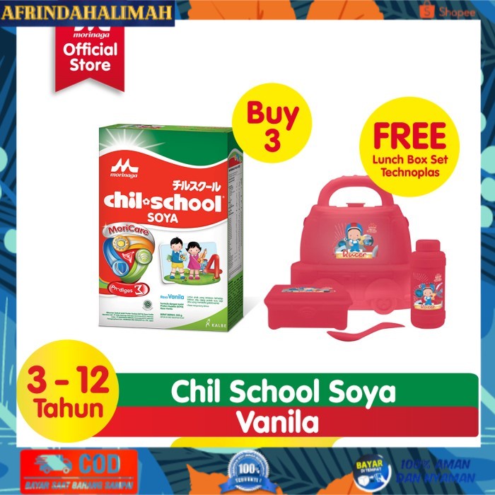 

[TERBARU] Buy 3 Chil School Soya Vanilla 300gr Free Lunch Box Set Technoplas