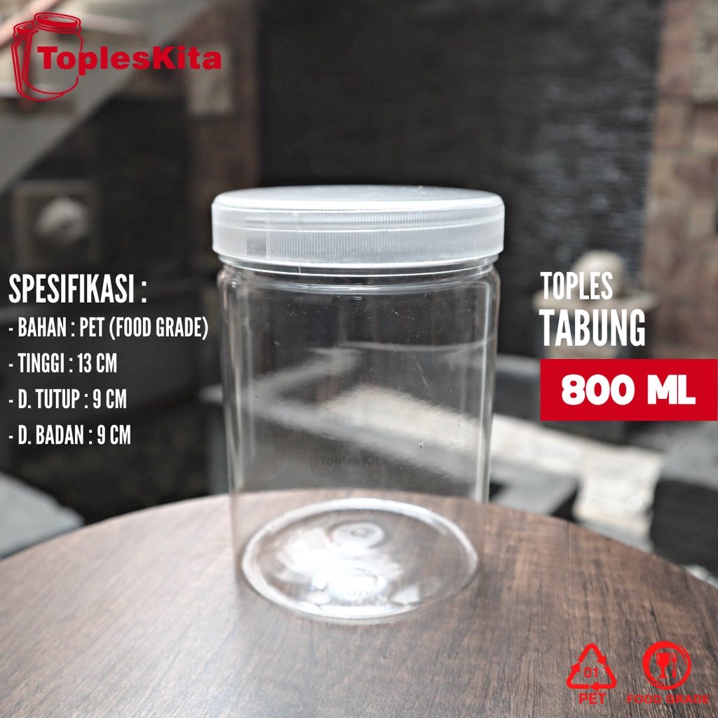 Toples Tabung 800ml / Toples Kue Kering 800ml / Toples Bawang dan Kacang 800 ml / Toples Murah 800 m
