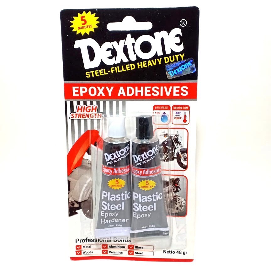 

1130 Lem Dextone Lem Besi / plastic Epoxy Adhesives 5 mins (48 grm)