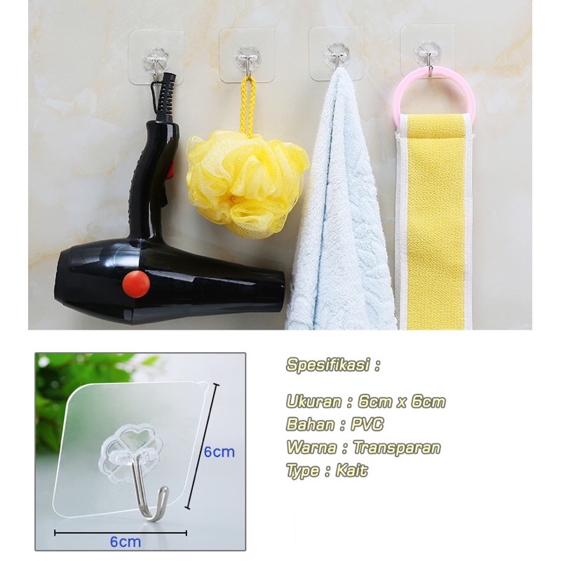 GANTUNGAN TEMPEL HOOK AJAIB GANTUNGAN DINDING KAIT MAGIC SERBAGUNA KAMAR MANDI DAPUR / HANGER