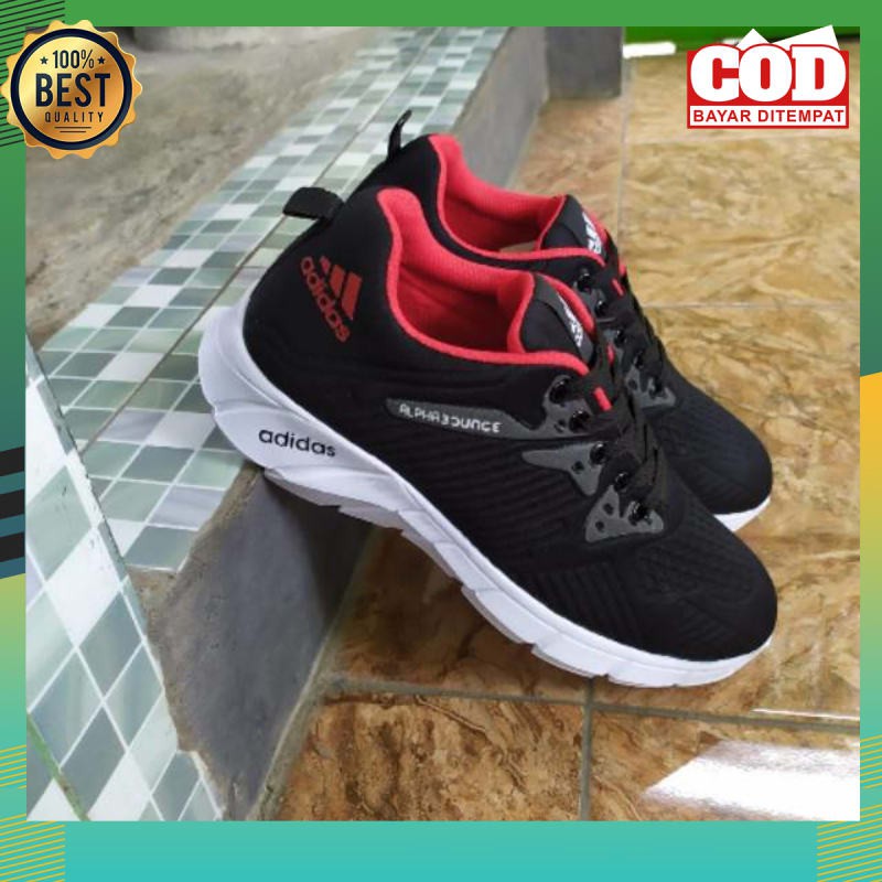 Terbaik Sneakers cantik hitam mix merah