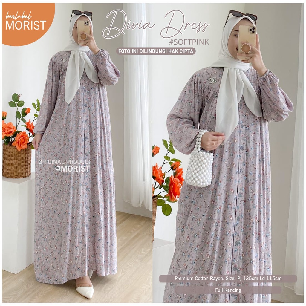 Divia Dress Gamis Premium Cotton Rayon Original Morist Berlabel / 276
