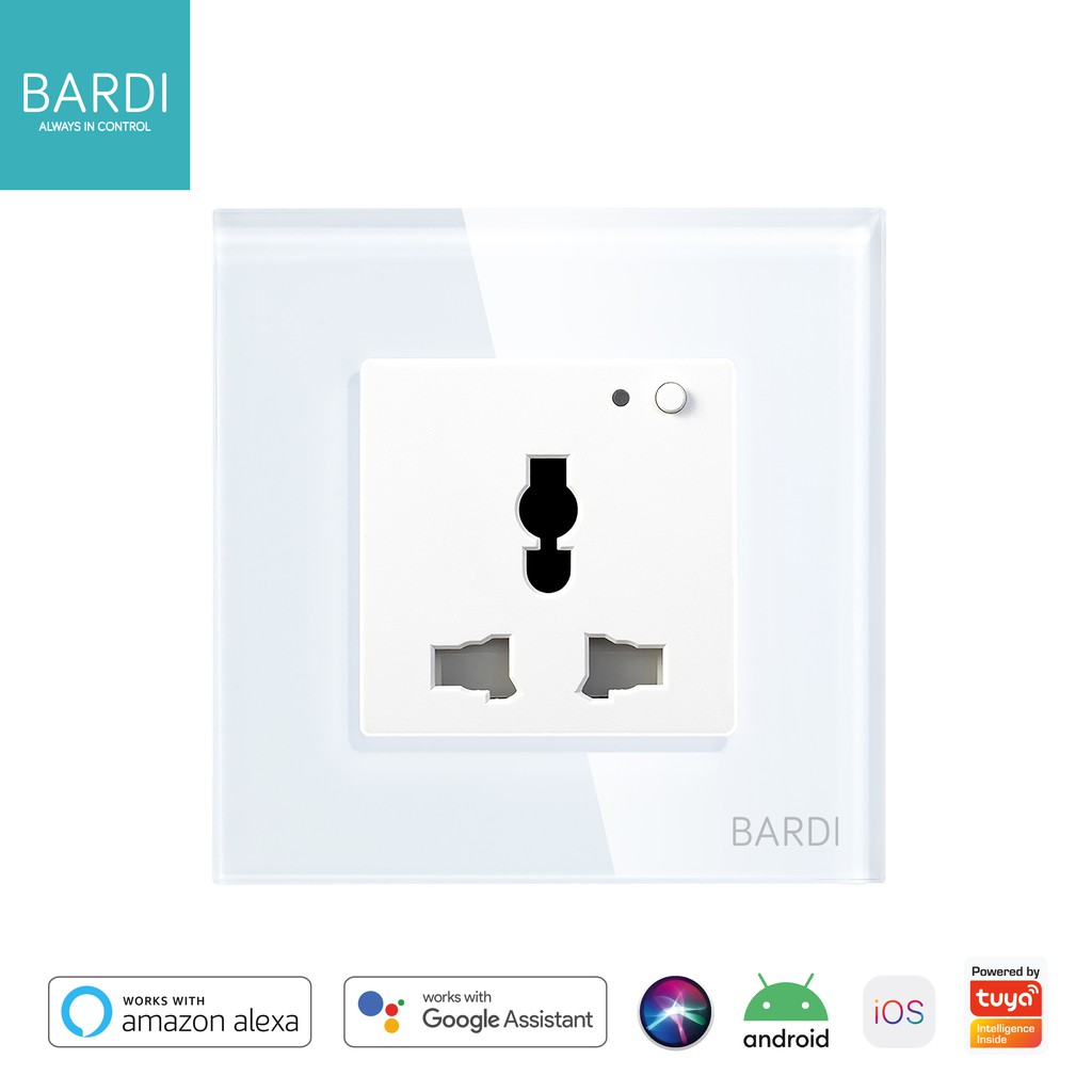 BARDI Smart Wall Socket Wifi UNI White Putih For Alexa Google Home Automation - Putih