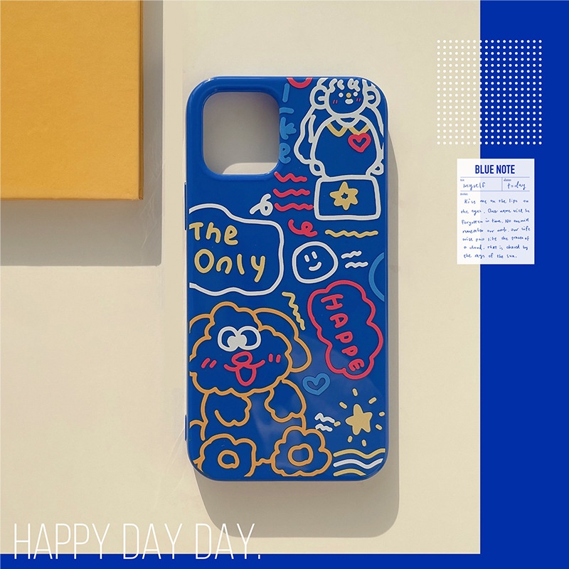 IPHONE Soft Casing Hp Motif Cat Biru Untuk Iphone7 8plus XR XS 11 12 13 14 MINI PRO MAX SE 2020