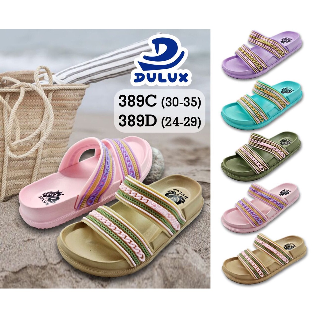 DX-389D Sandal Selop Anak Cewek / Sandal Selop Anak Perempuan Dua Tali Rantai Merek Dulux Size 24-29