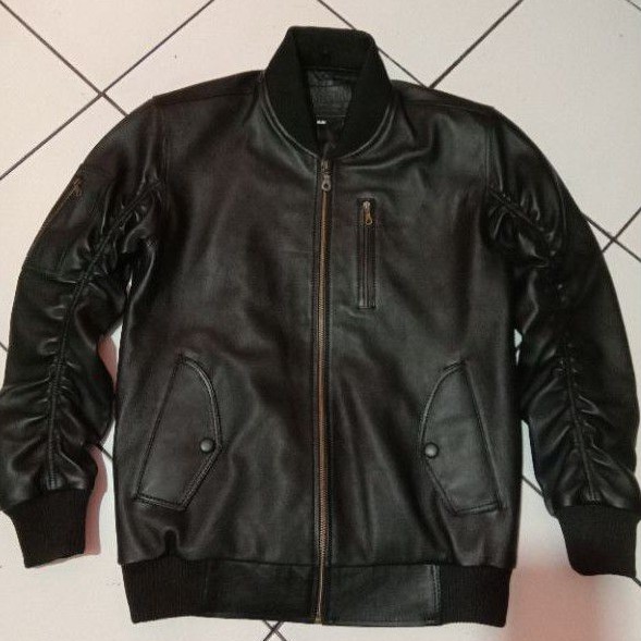 JAKET KULIT BOMBER ORI ASLI GARUT BAHAN KULIT DOMBA ASLI