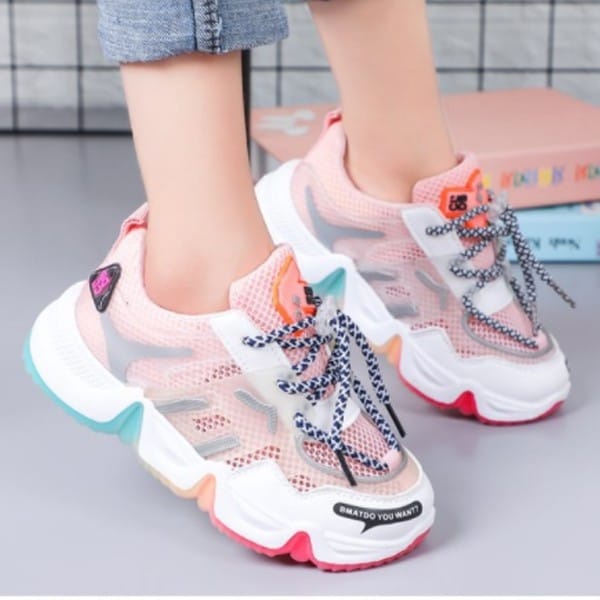 Qeede_Store RAINBOW Sepatu Casual Sneaker Non LED Korea Style Fashion Anak Size 26-37