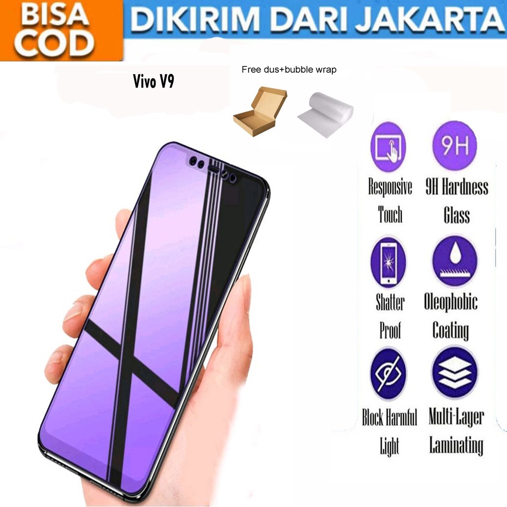 Tempered Glass Vivo V9 Matte Blue Light Anti Gores Full Screen Full Cover Protector