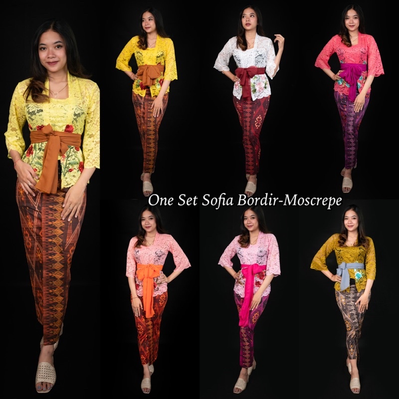 One Set / Setelan Kebaya Sofia Bordir-Moscrepe/Kebaya Bali/Kebaya Murah/Setelan Kebaya Termurah