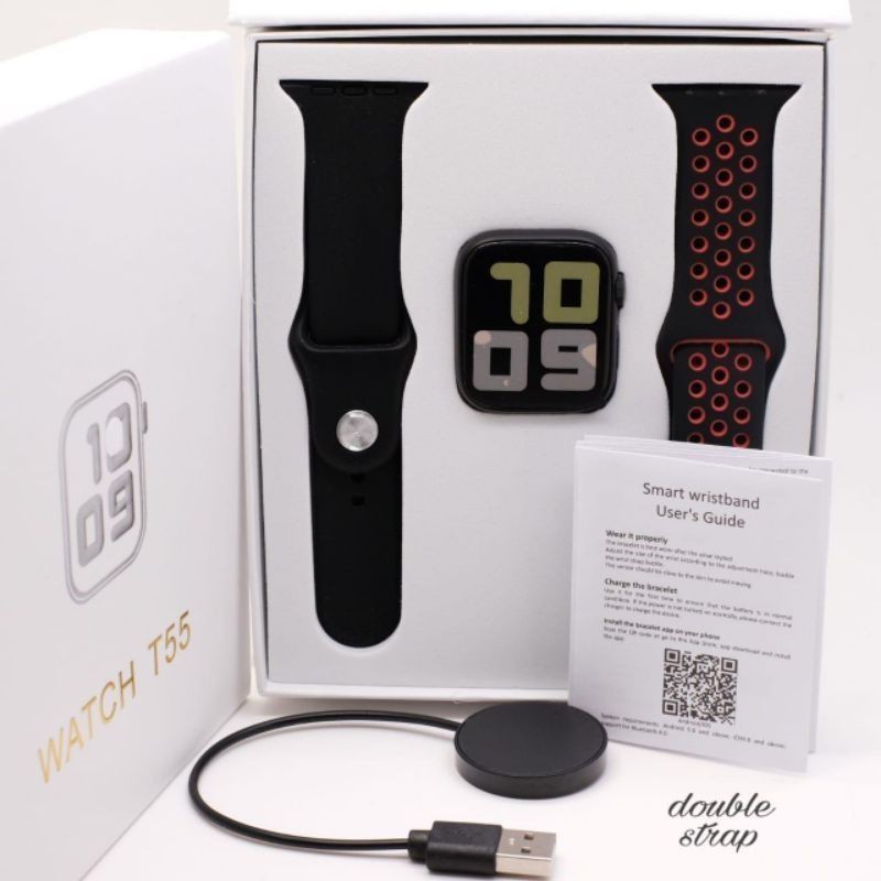 BS-Jam tangan Smart Watch T55 T500 Double strap bisa telfon dan ganti walpaper