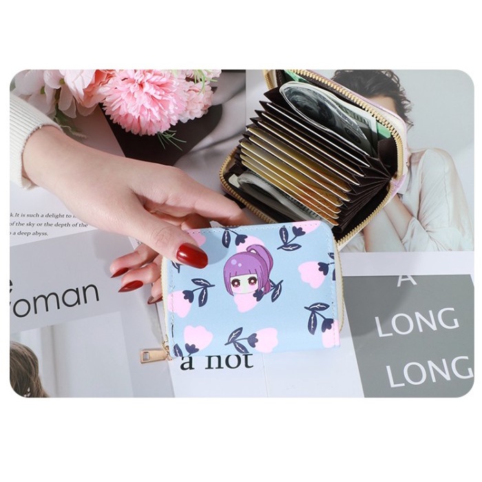 W21 Dompet Mini Wanita Lucu Cute Girl Murah Kantong Koin Kartu Uang Foto Cewek Women Wallet Kecil Woman Perempuan Kulit PU Leather Binatang Putih Hitam Panjang  Korea Pria Cowok Laki Laki Lipat Import Premium Tas Jepang Import Hadiah Cantik Cewe