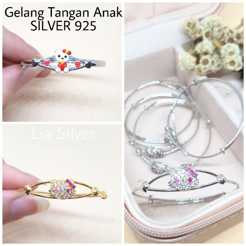 Gelang Tangan Anak SILVER 925 - Perak Lapis Emas Putih &amp; Kuning