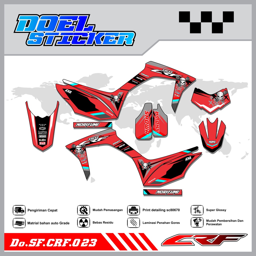 Sticker Striping Semifull CRF 150L List Variasi Hologram Pelangi,Crome Doel 023