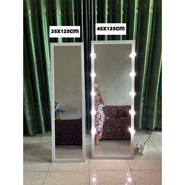 vanity miror kaca cermin standing lampu ukuran 125*45cm +lampu 10bolam