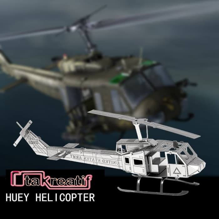 Puzzle 3D Metal Helikopter BELL (HUEY) UH-1 Iroquois- Miniatur Heli 3D