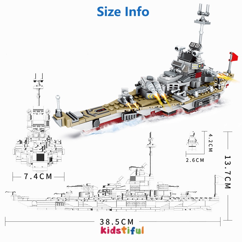 Mainan Anak 400Pcs Kapal Perang Mainan Balok Mainan Edukasi