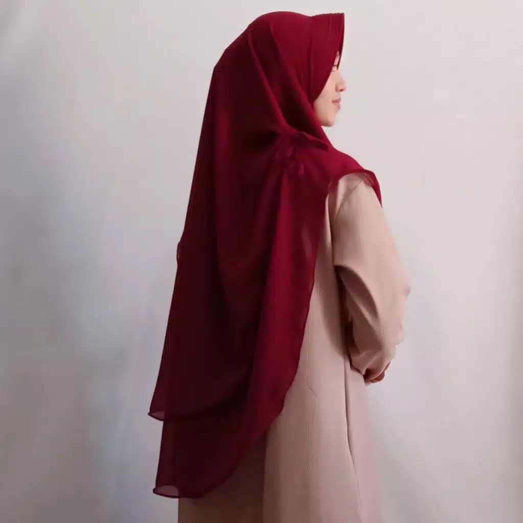 PREMIUM KHIMAR JUMBO MALIKA CERUTY ARMANY-MAROON