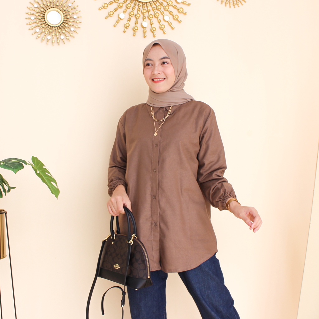 Blouse Korea Style Lengan Panjang Blus Wanita Dewasa Remaja Musim Panas Casual Blouse