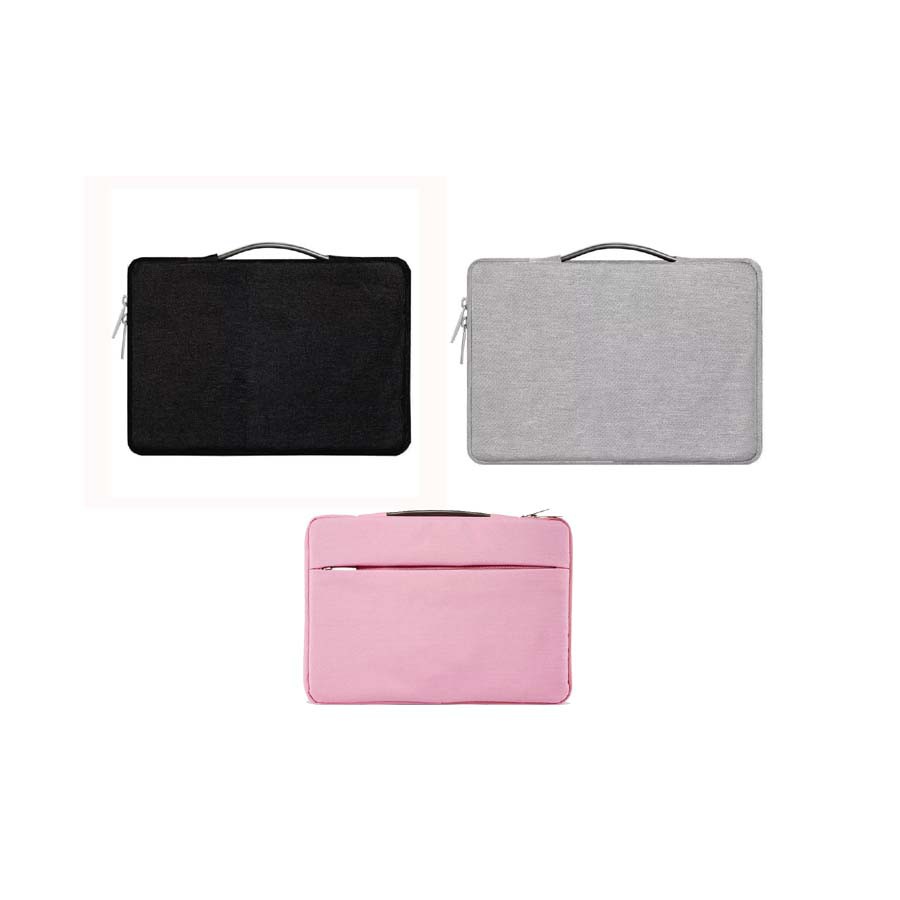 Tas Laptop Macbook Softcase Sleve Nylon Leather Strap 15 inch - pink