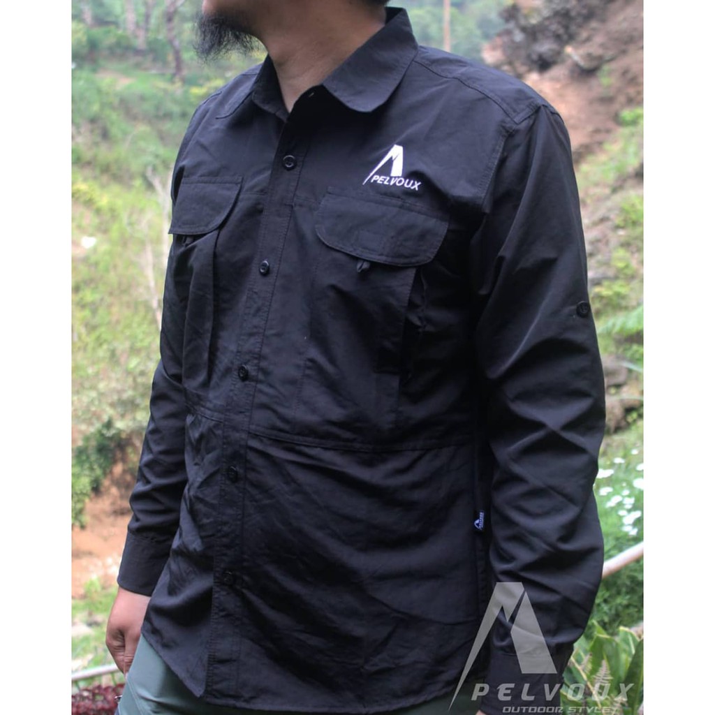 Thomgear Kemeja Pdl Pelvoux Exo Long Sleeve Shirt Quick Dry Anti Uv Hitam Thomgear