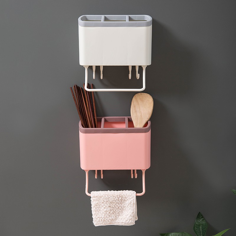 Smartchoice Rak Dapur Serbaguna  Kotak Penyimpanan Multifungsi Alat Makan Model Tempel Dinding