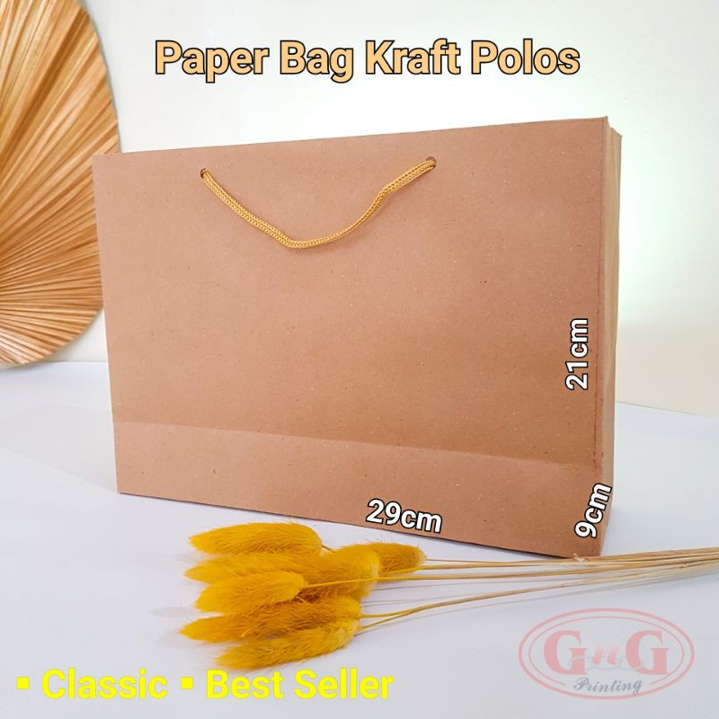 

Paper Bag Polos / 20pcs / Tas Kado Kertas Kraft / Paperbag Shopping Bag / Packaging / Uk. 29x9x21