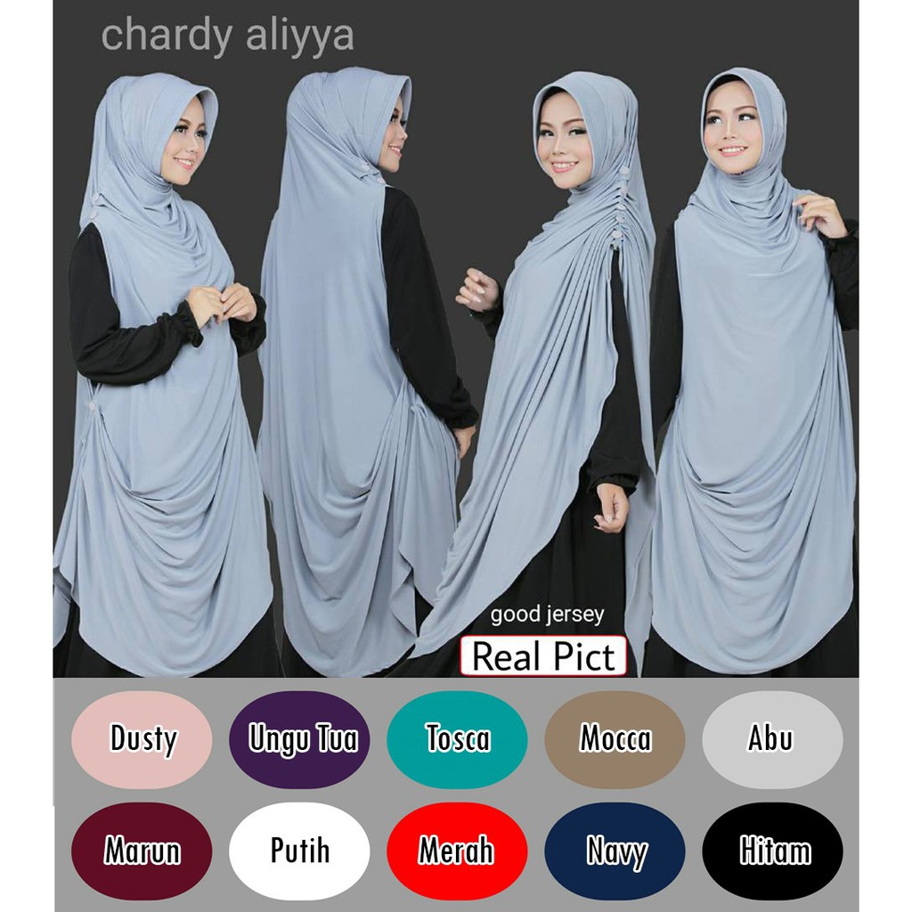 [PROMO] Khimar Chardy/Cardi Aliyya - Jilbab Hijab Khimar Instan segiempat syari motif Instant