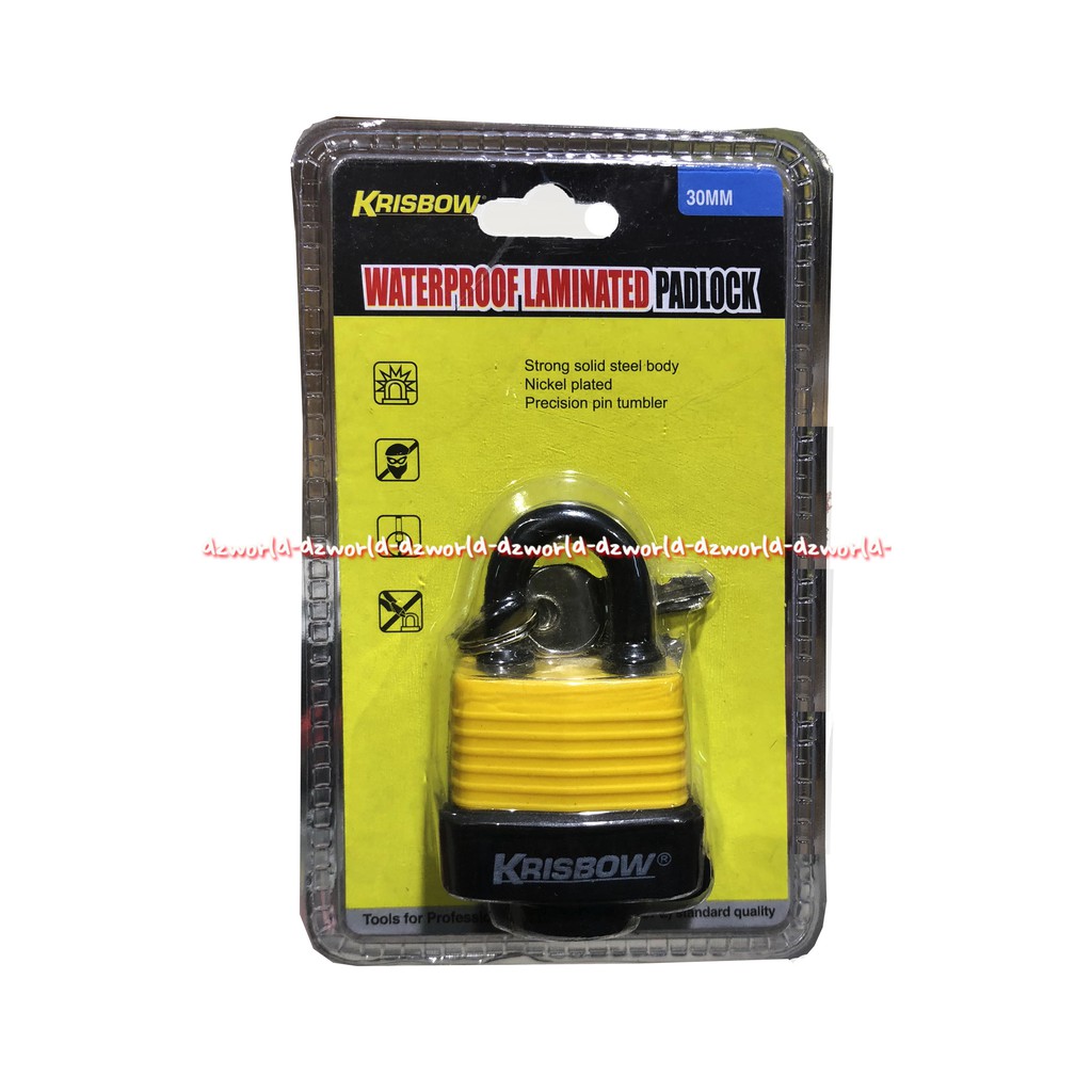Krisbow Waterproof 30mm Laminated Padlock Gembok Untuk Outdoor Luar Ruangan Anti Karat Tahan Air Padlock Blue Yellow Gembok Ukuran 3cm Warna Biru Kuning Kris Bow