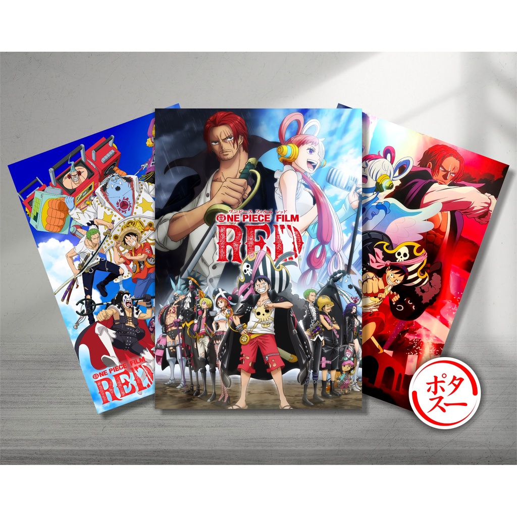 Koleksi Poster A3 Anime One Piece A - Film Red Satmpede Wano - Luffy Zoro Nami Usopp Sanji Chopper Robin Franky Brook Jinbe