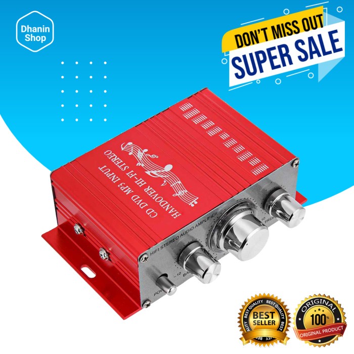 PROMO Power Amplifier Amplifer Ampli Mini Audio Mobil Class D Stereo 12 Volt Hifi Bass 2 Channel 20 Watt Murah