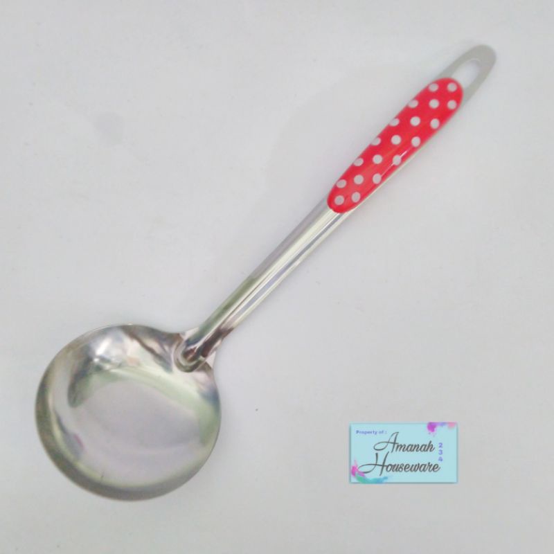 Irus/Sendok Sayur Besar / Irus Sayur Tebal Bahan Stainless Steel | Irus Polkadot Besar