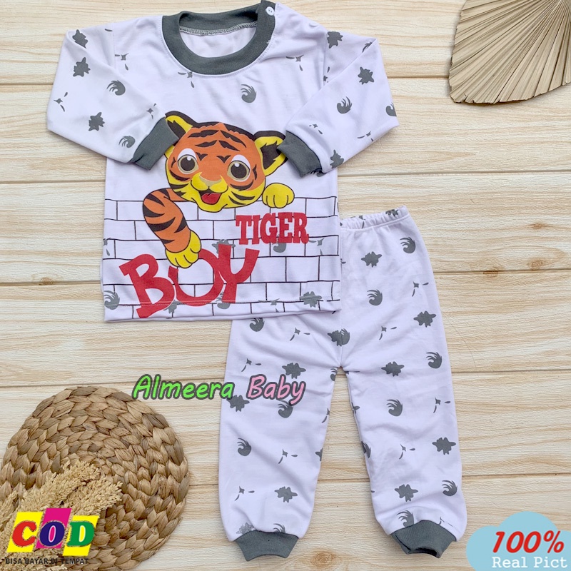 Setelan Baju Bayi Piyama Bayi Lengan Panjang Kancing Bahu Almeera Baby and Kids