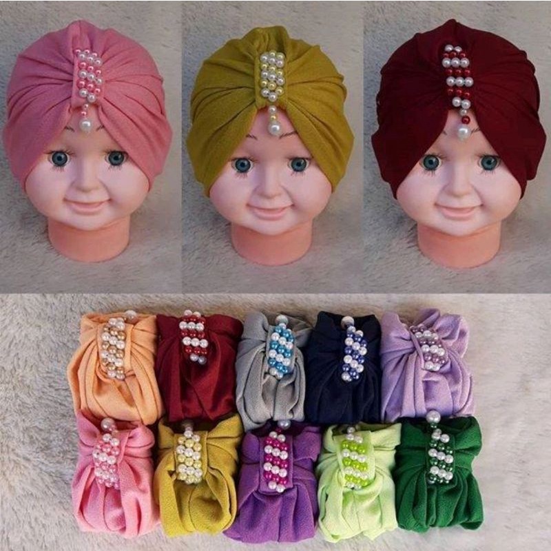 Turban Bayi Bunga Mutiara Cantik Ciput Anak